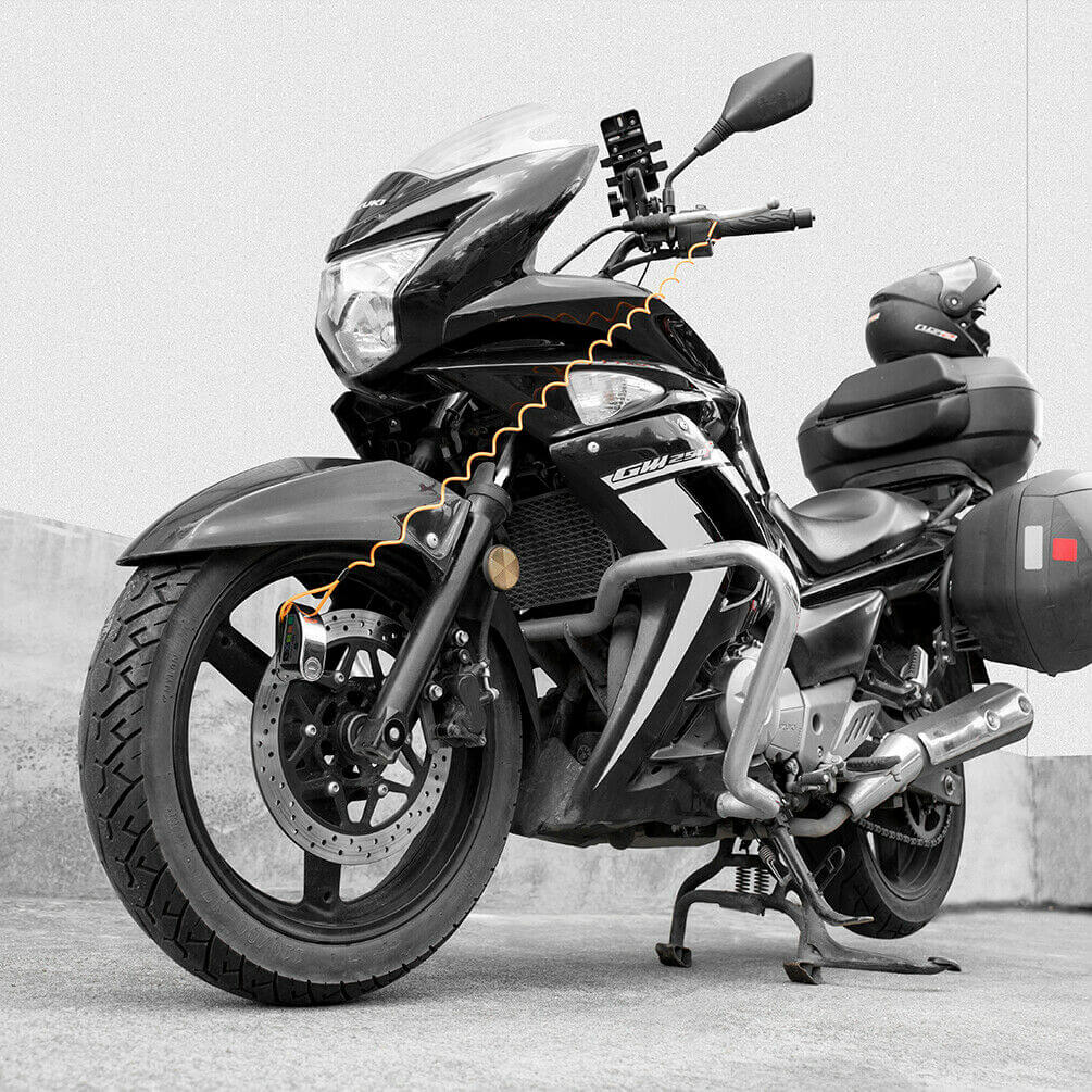 rockbros 110dB disc brake lock with alarm and reminder cable for motorcycle and bike security.
#color_silver