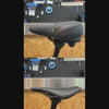 Bottom view of ROCKBROS air bike saddle with durable steel rails for universal mounting.