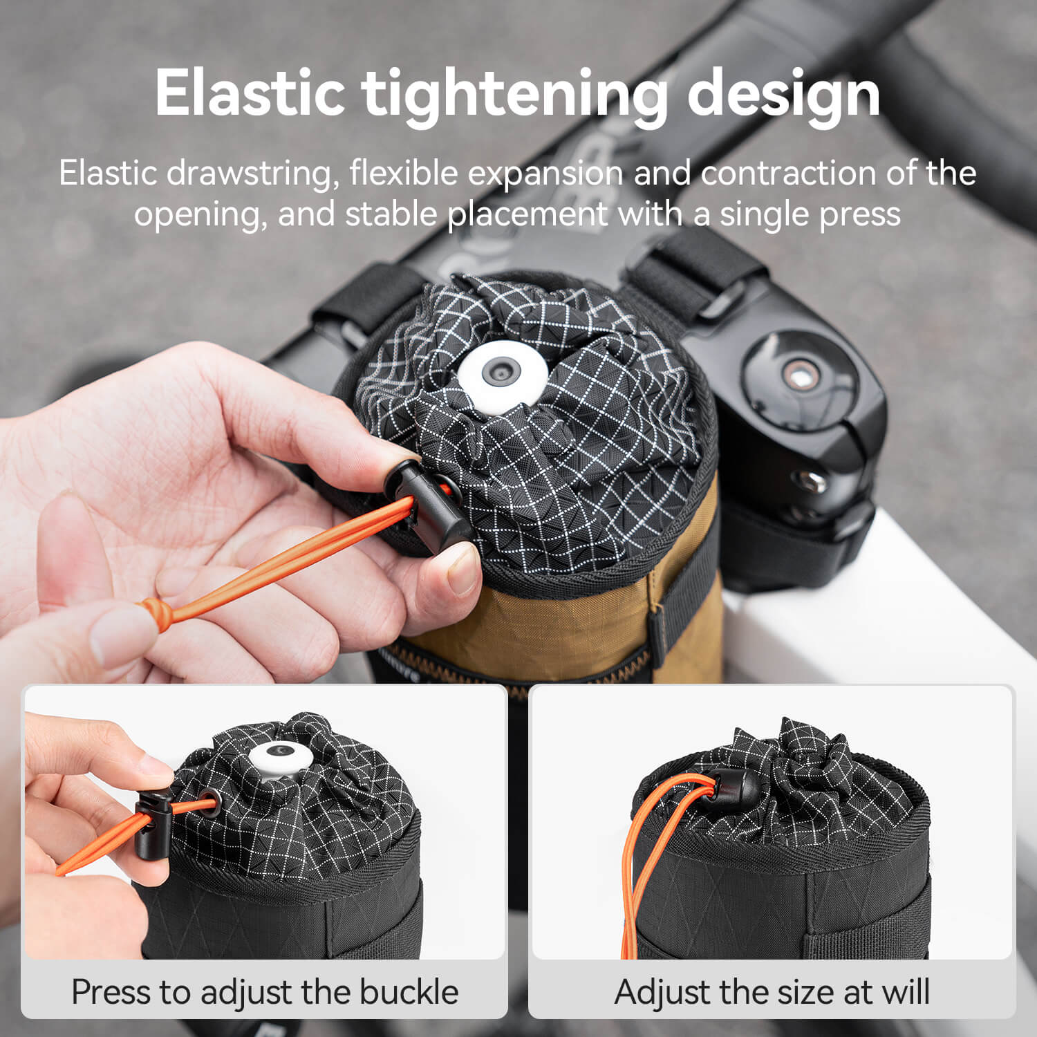 Qunature thermal insulated 1L handlebar bottle bag for bikepacking and long-distance cycling, keeps drinks hot or cold
#color_white