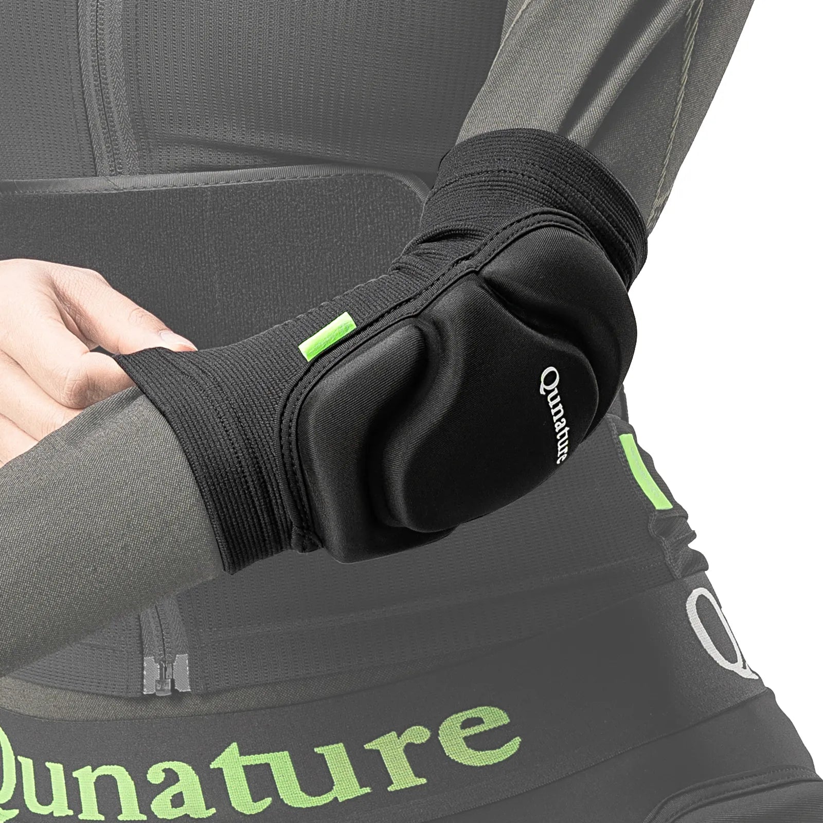 qunature unisex anti-impact ski elbow guards in black showing front view