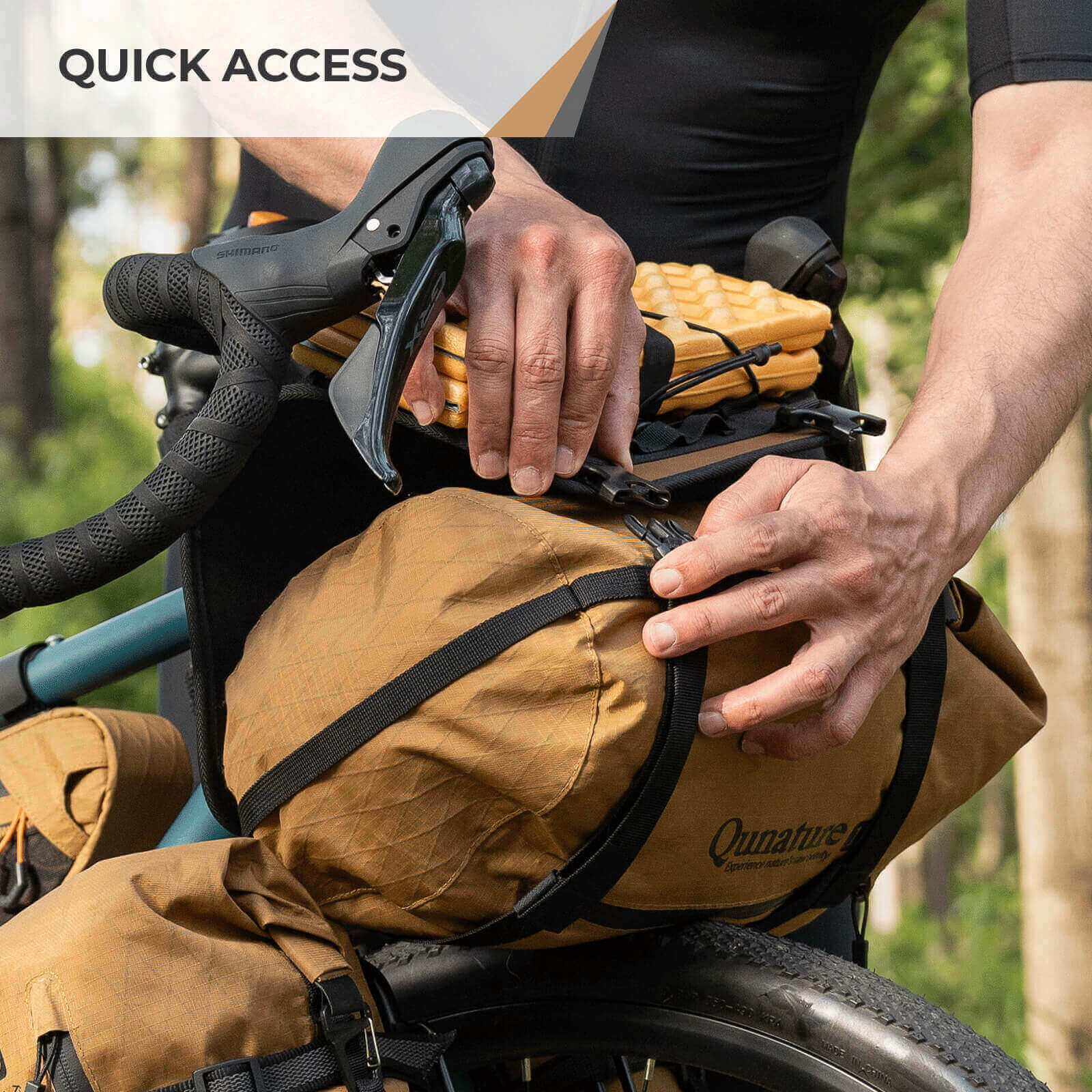 Qunature bikepacking handlebar bag extension rack
#color_khaki