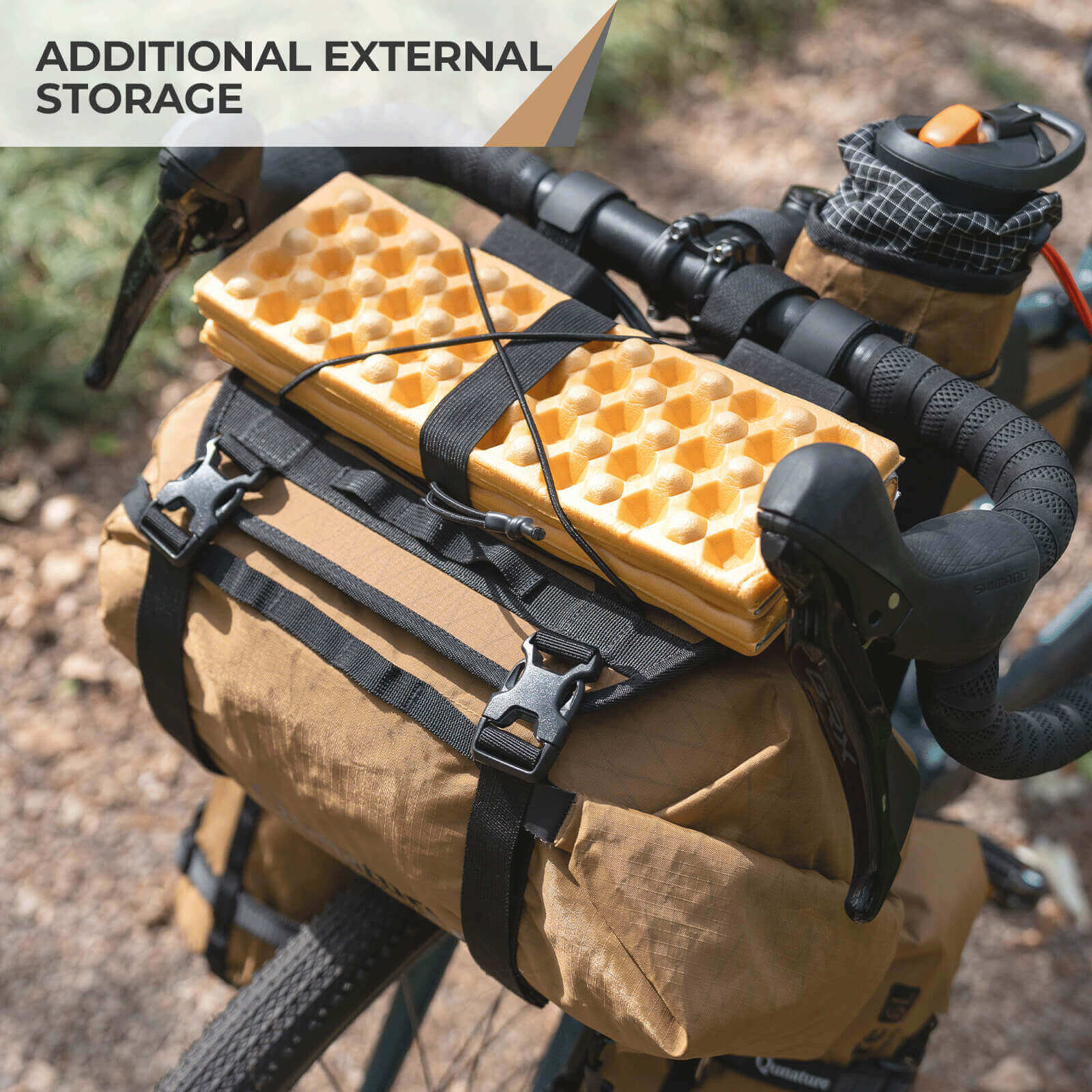 Qunature bikepacking handlebar bag extension rack
#color_khaki