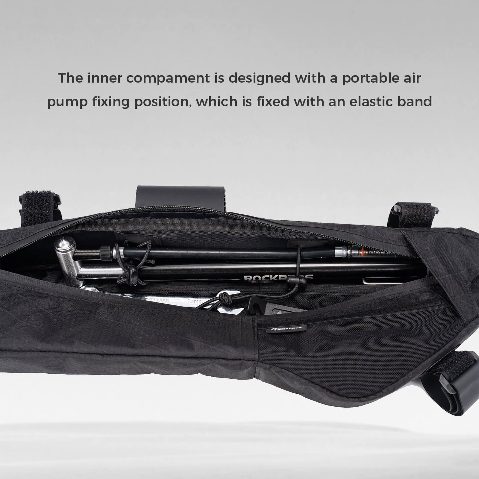 QUNATURE large capacity bikepacking frame bag for cycling and climbing
#color_khaki