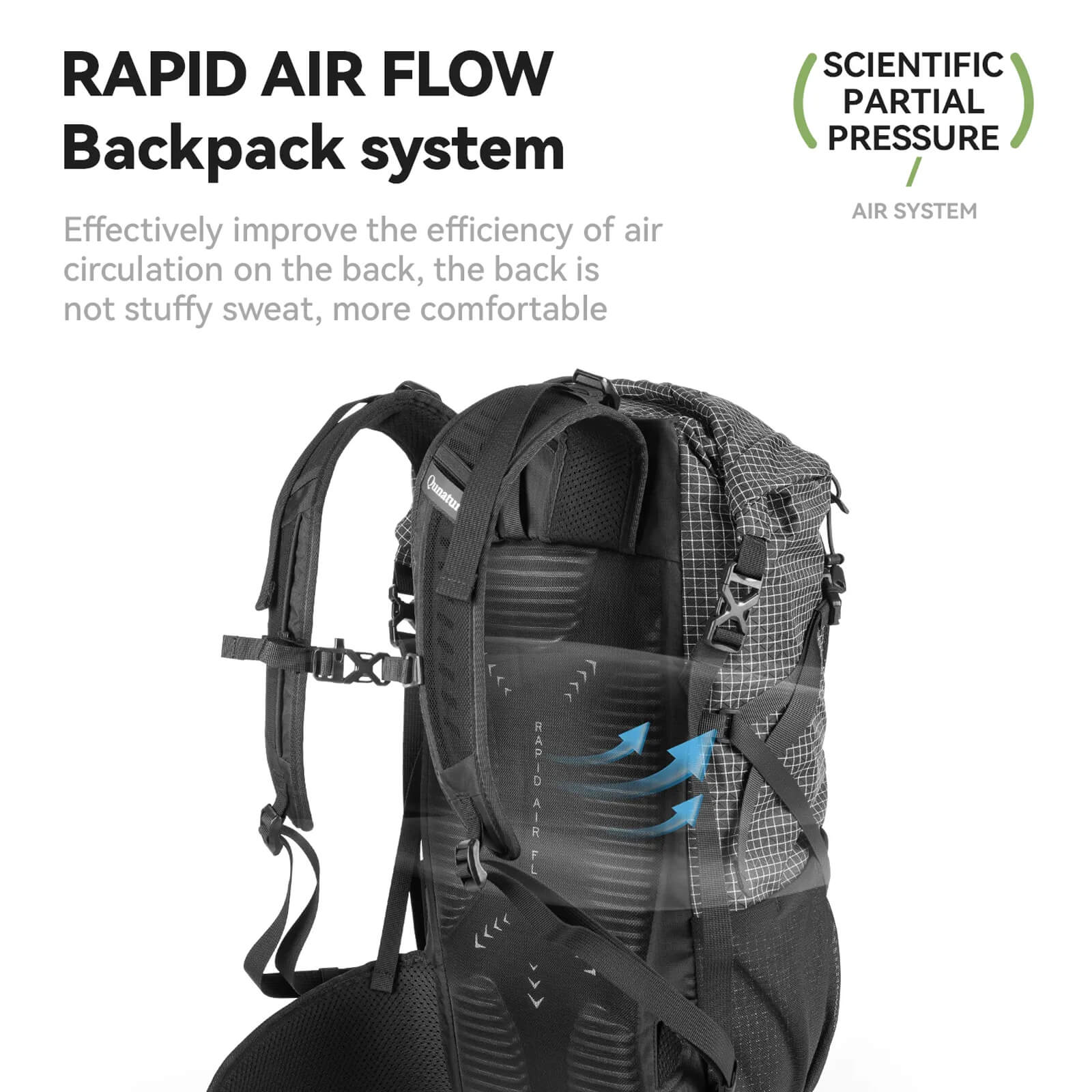 Qunature lightweight 30–35l outdoor backpack for hiking and camping.
#color_black