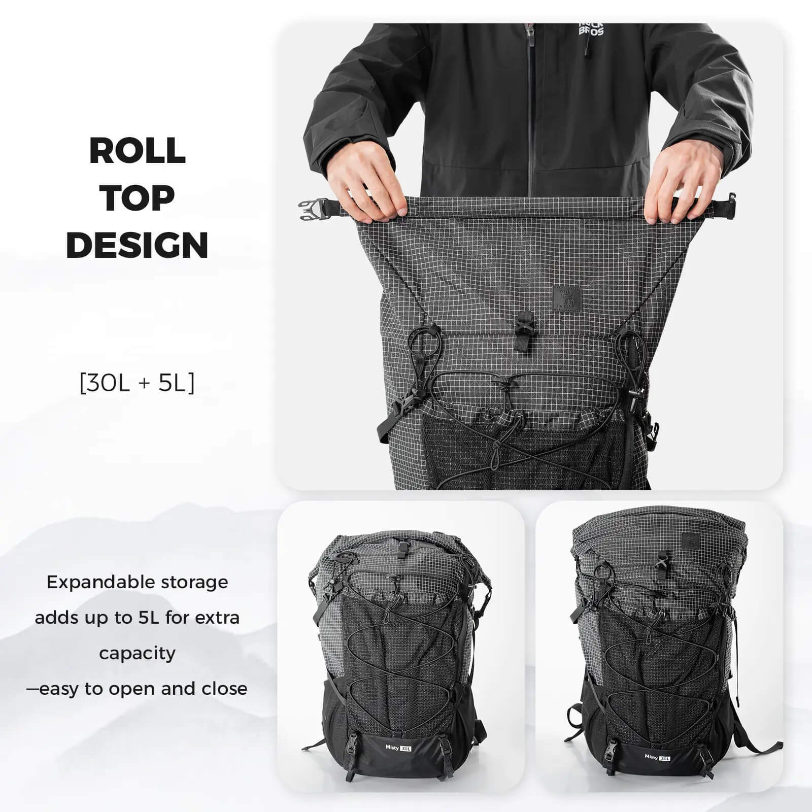 Qunature lightweight 30–35l outdoor backpack for hiking and camping.
#color_khaki