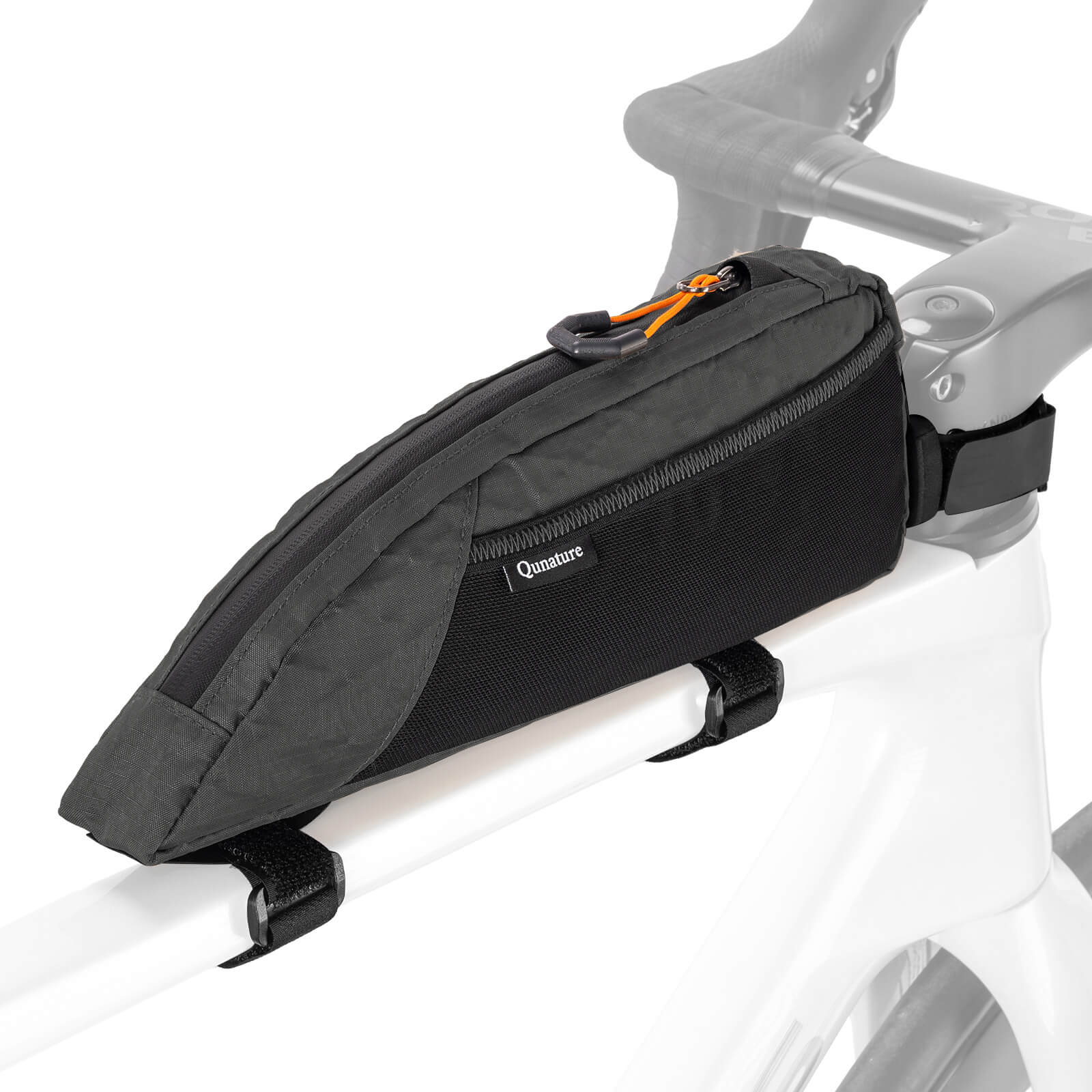 Qunature narrow edge mesh top tube bag bikepacking storage 1L
#color_black