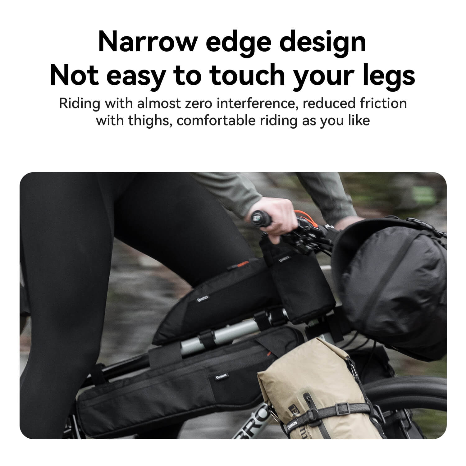Qunature narrow edge mesh top tube bag bikepacking storage 1L
#color_khaki