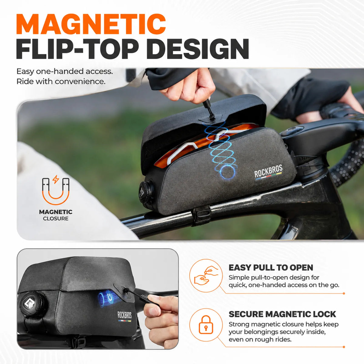 Road to Sky waterproof magnetic bike frame bag, 0.6L to 0.9L capacity
#size_0.6L