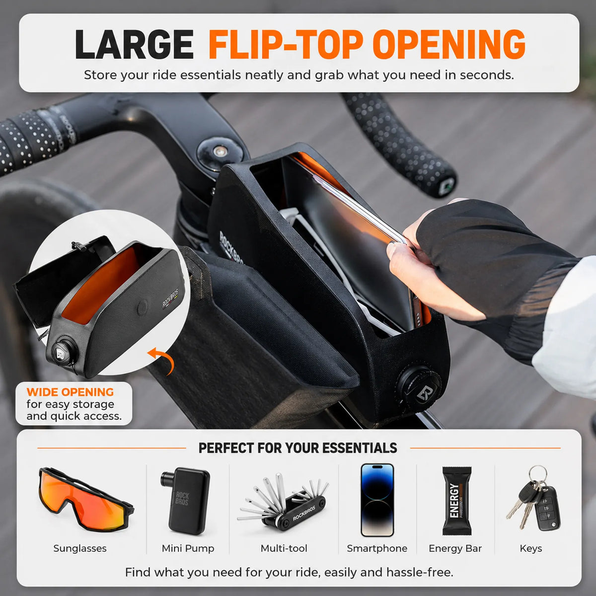 Road to Sky waterproof magnetic bike frame bag, 0.6L to 0.9L capacity
#size_0.6L