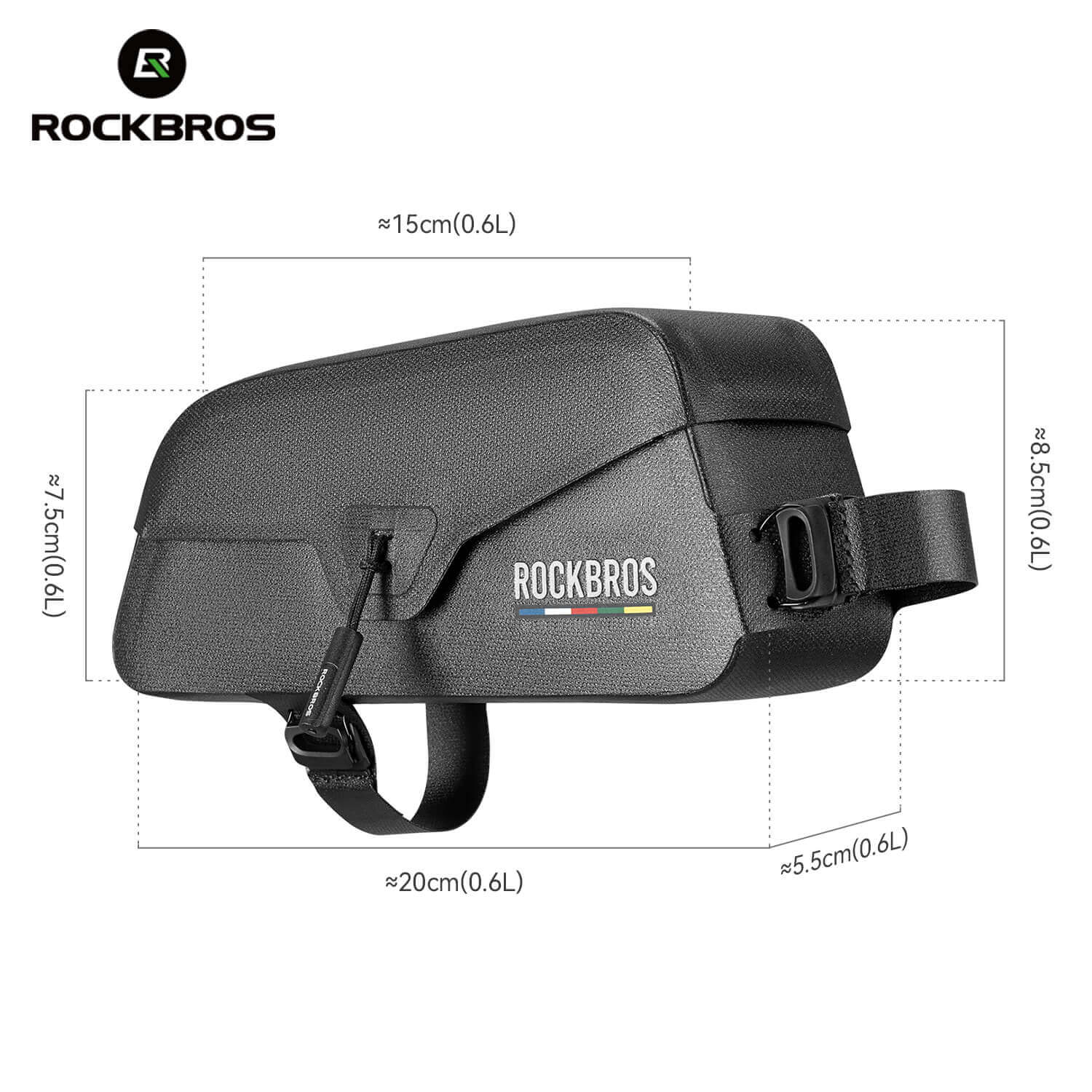 Road to Sky waterproof magnetic bike frame bag, 0.6L to 0.9L capacity
#size_0.6L