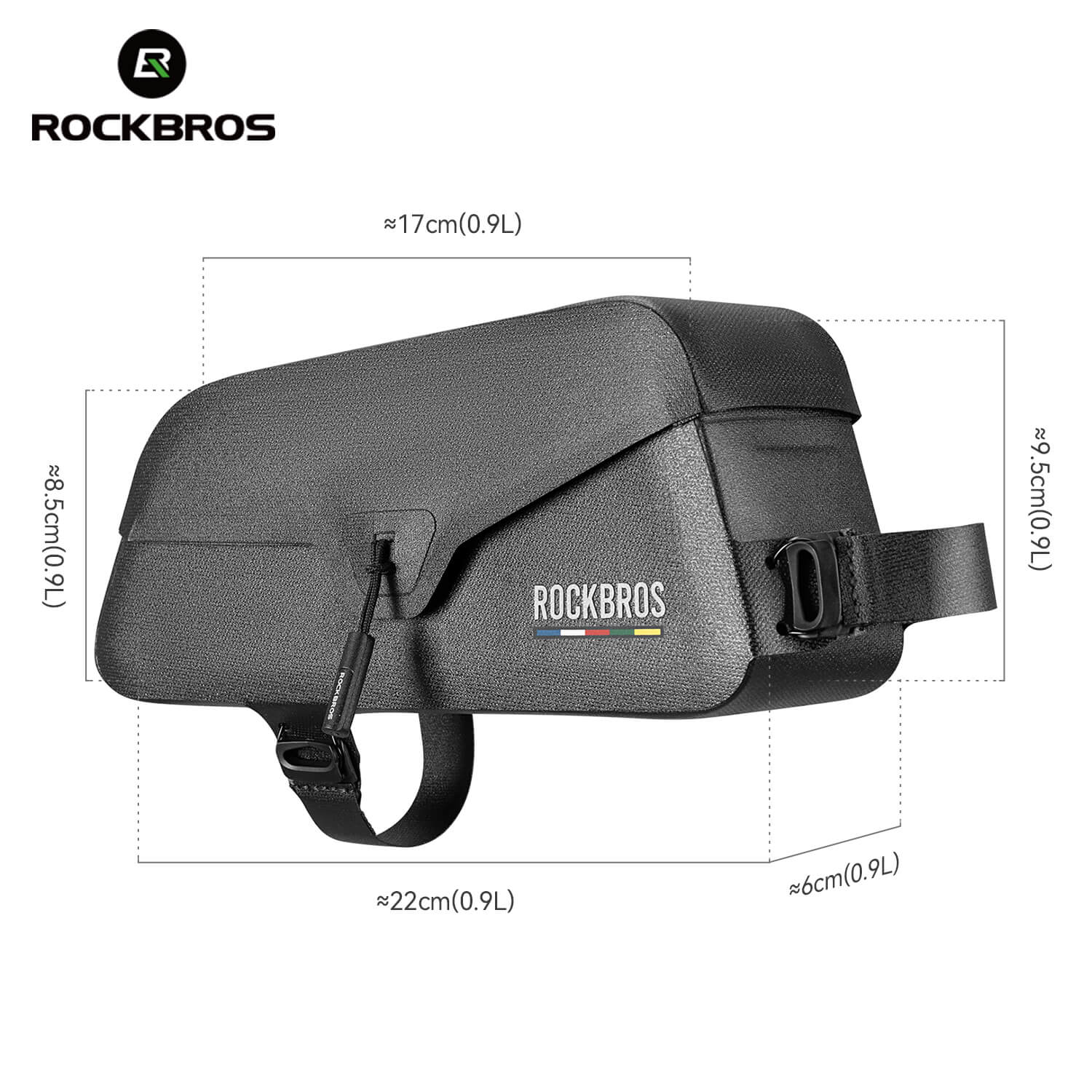 Road to Sky waterproof magnetic bike frame bag, 0.6L to 0.9L capacity
#size_0.9L