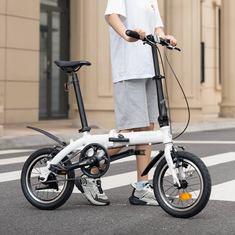 rockbros 14 inch lightweight folding bike for urban commuting.
#color_white