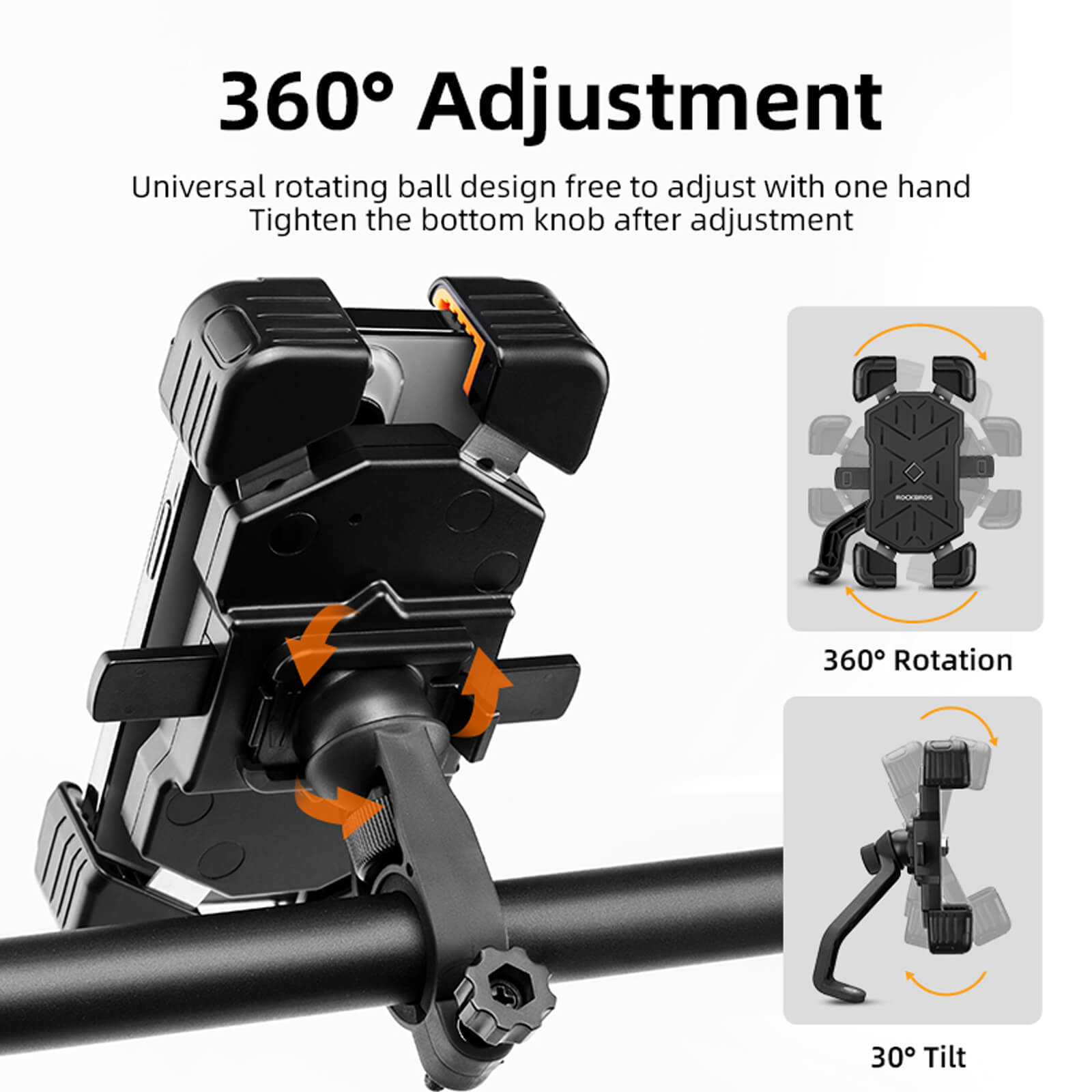 ROCKBROS 1s lock bike phone holder with quick-release secure mounting.
#option_upright