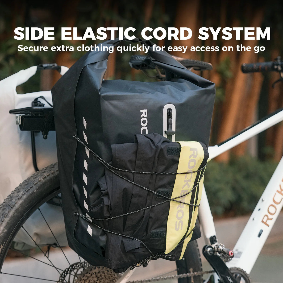 ROCKBROS 23L waterproof bike rear rack bag with vacuum compression.
#colour_black