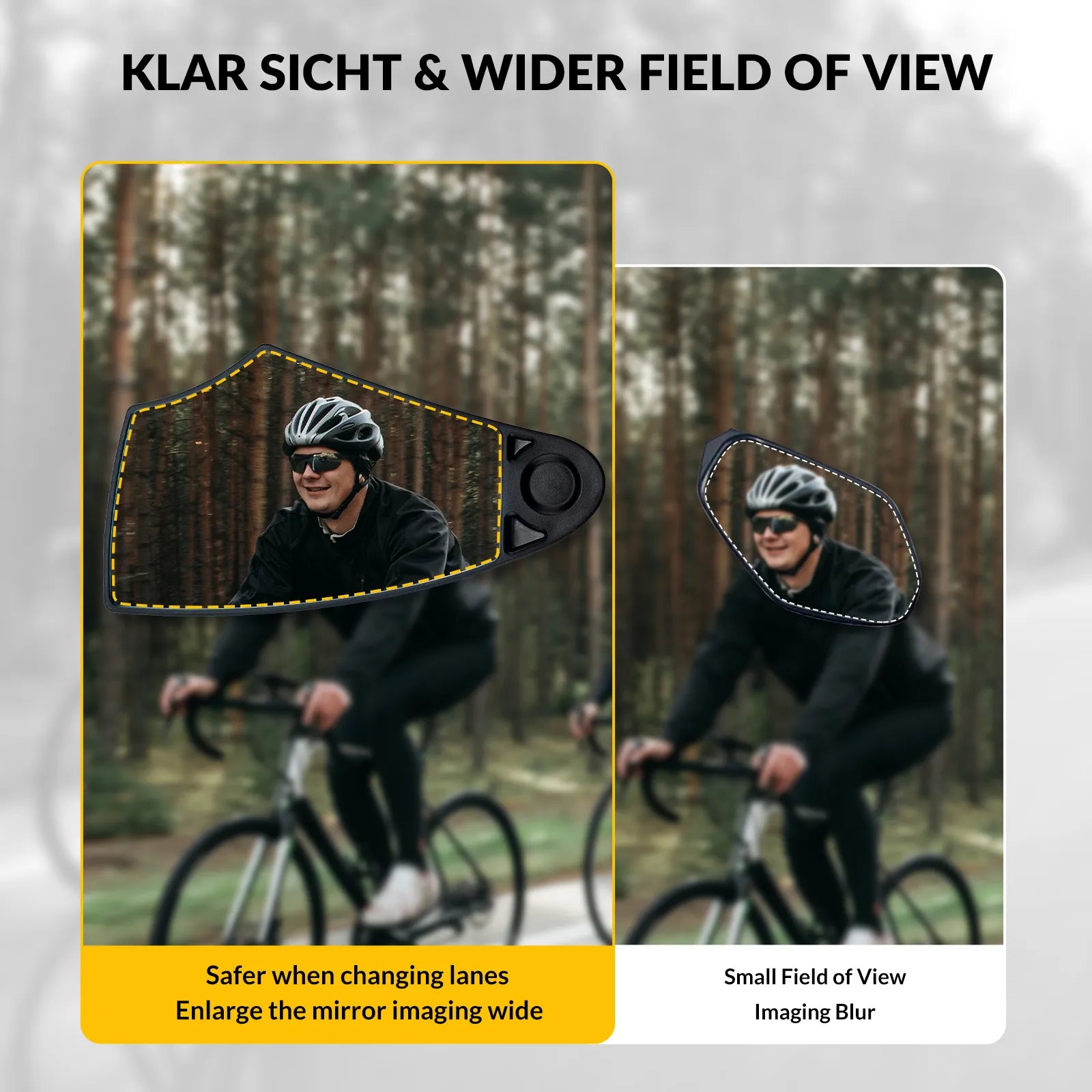 Rockbros anti glare bike handlebar rear view mirror on clean background.
#options_Left