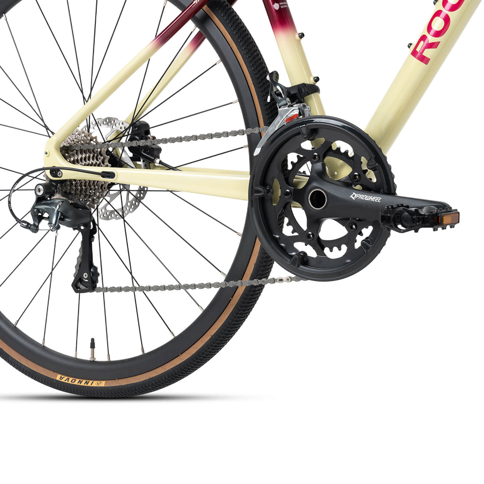 rockbros flat bar disc brake road bike for fitness cycling.
#color_Copper Purple Gradient