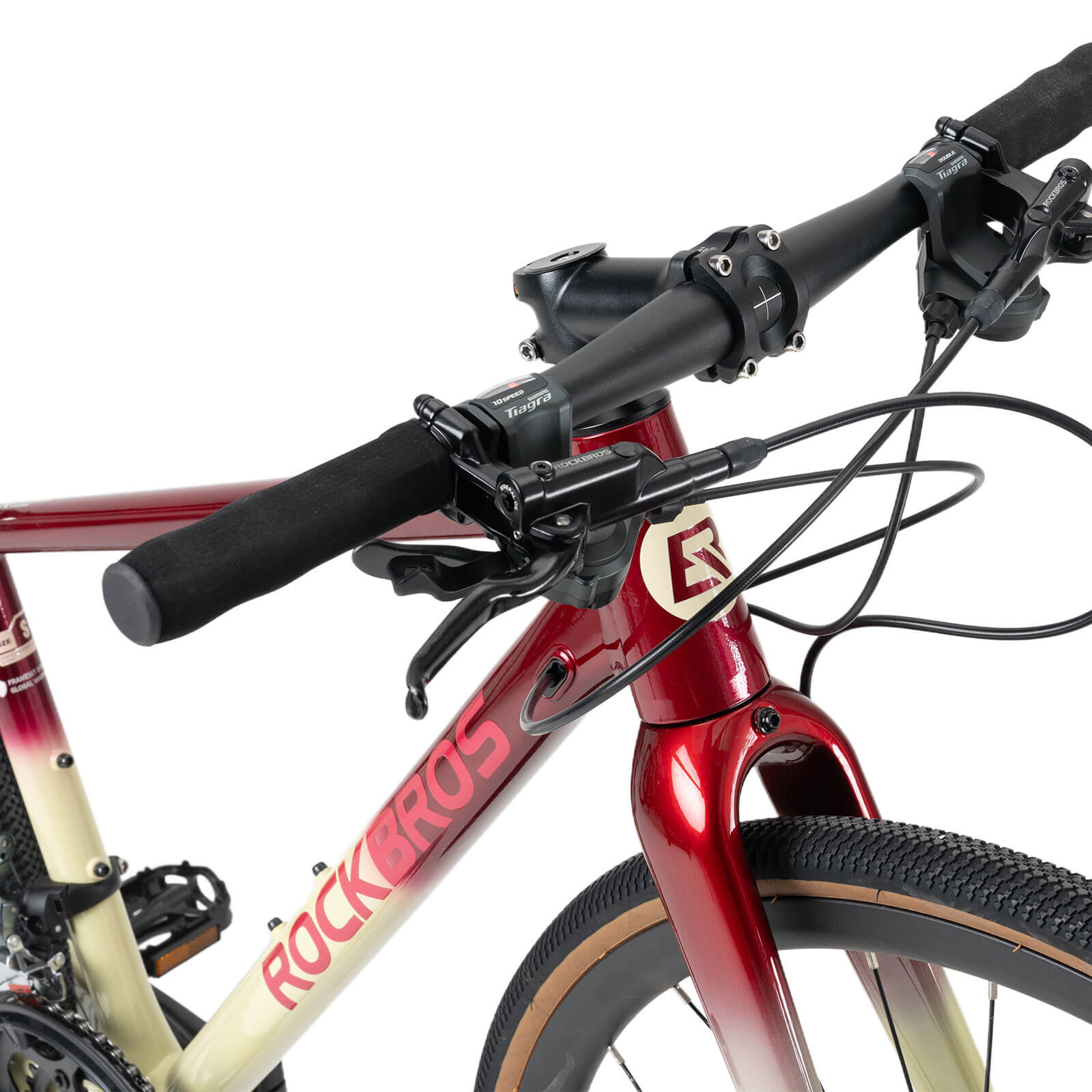 rockbros flat bar disc brake road bike for fitness cycling.
#color_Copper Purple Gradient
