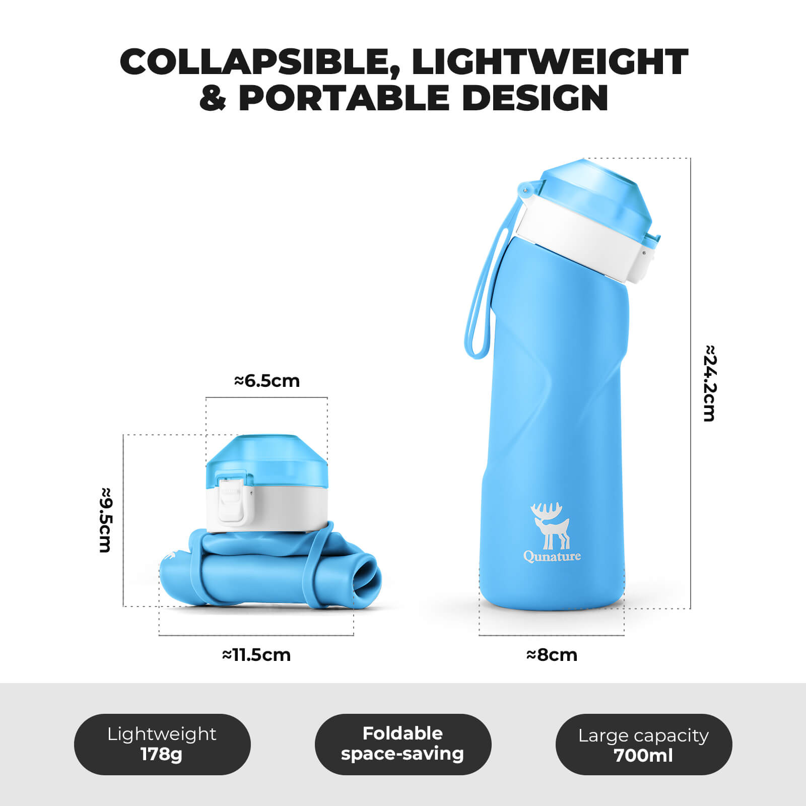 ROCKBROS 700ml BPA-free collapsible silicone water bottle for daily hydration.
#color_blue