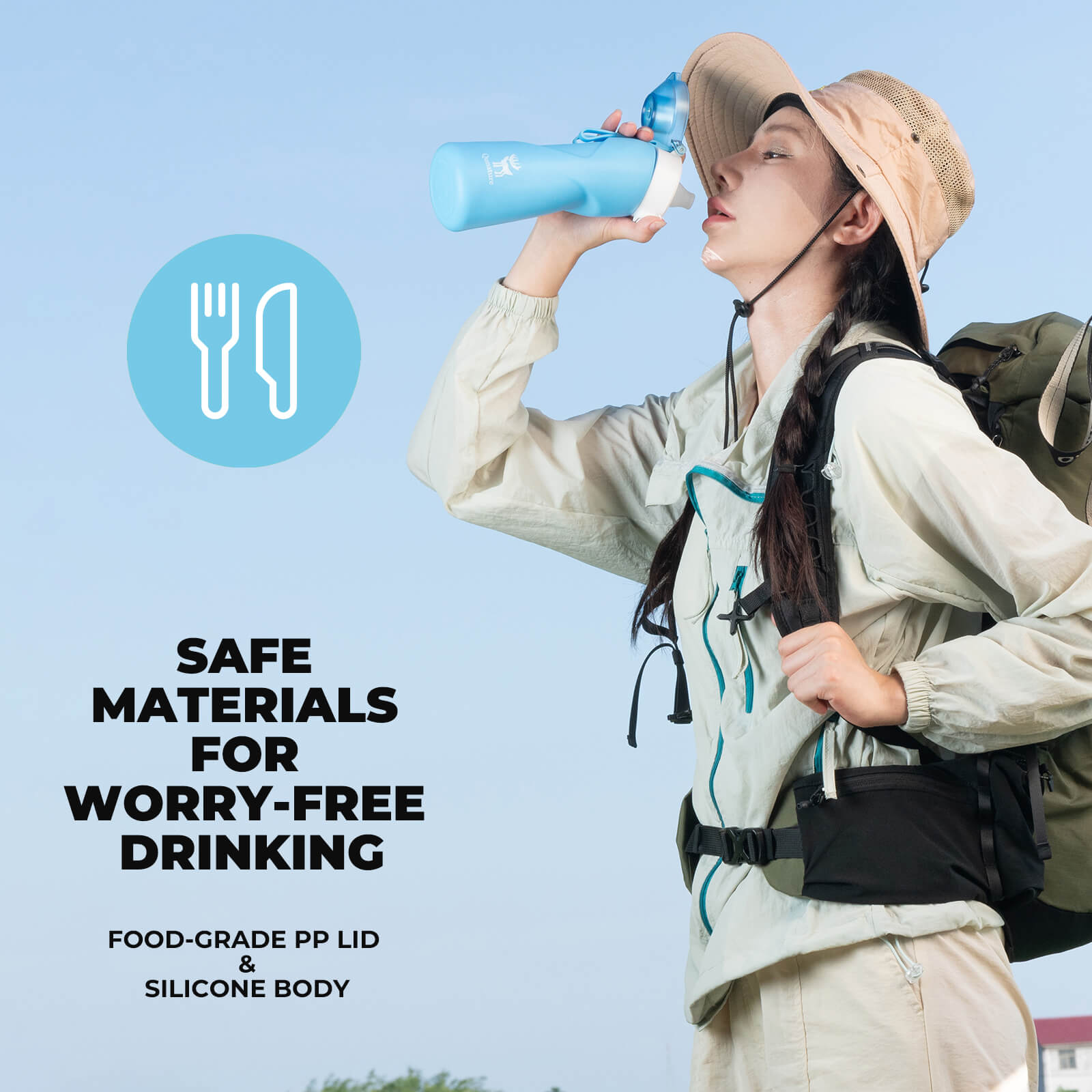 ROCKBROS 700ml BPA-free collapsible silicone water bottle for daily hydration.
#color_blue