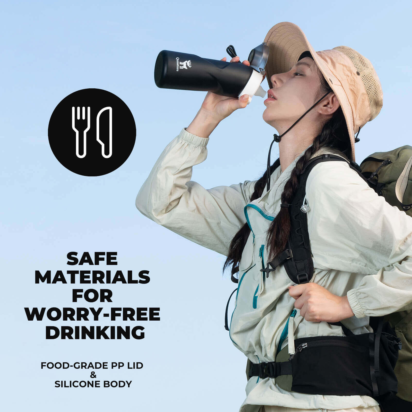 ROCKBROS 700ml BPA-free collapsible silicone water bottle for daily hydration.
#color_black
