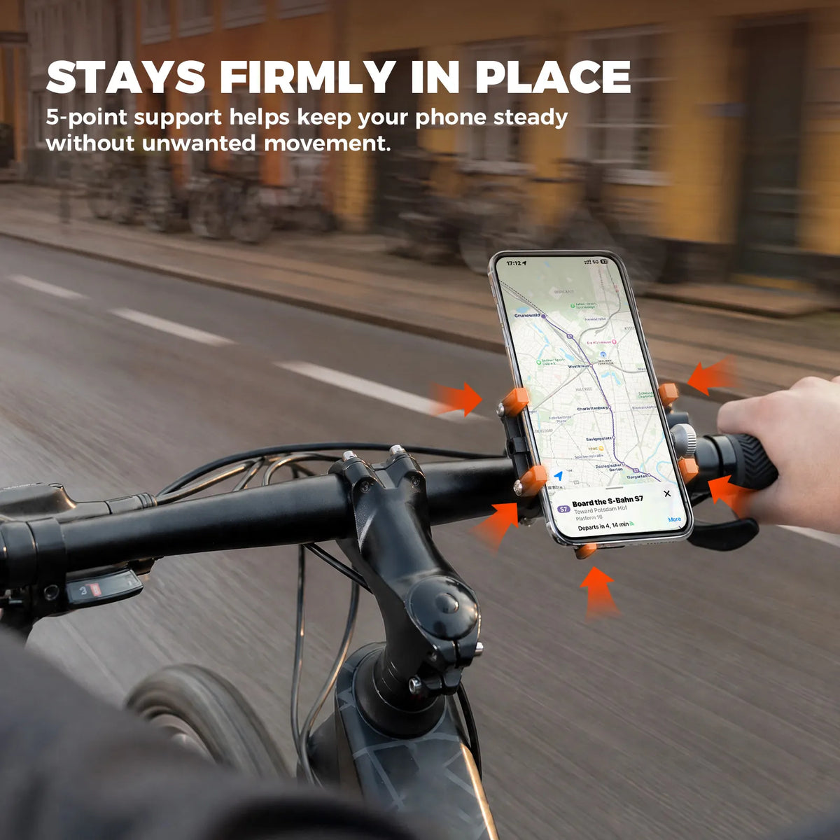 ROCKBROS adjustable aluminum bike handlebar phone holder.
#colour_Orange