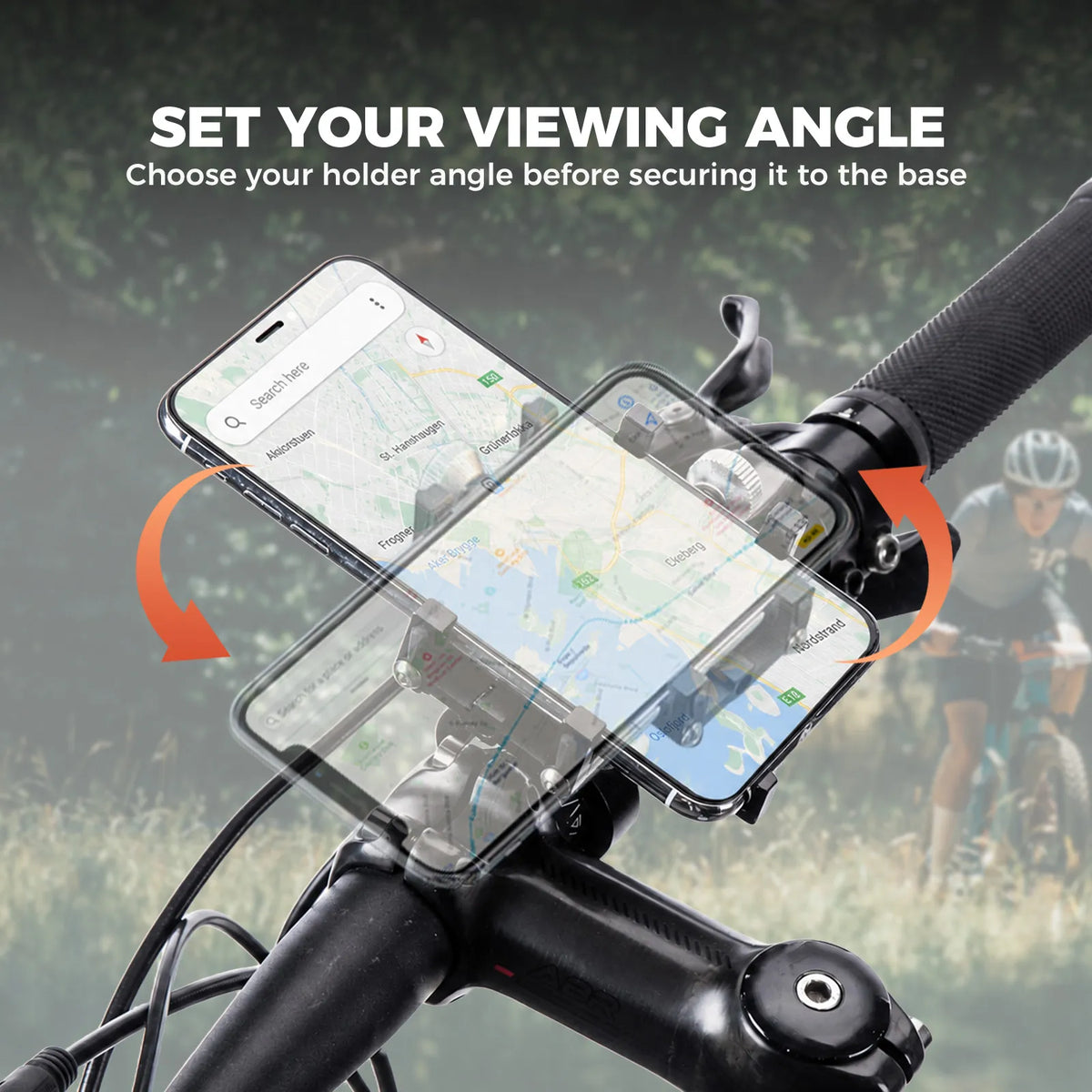 ROCKBROS adjustable aluminum bike handlebar phone holder.
#colour_Orange