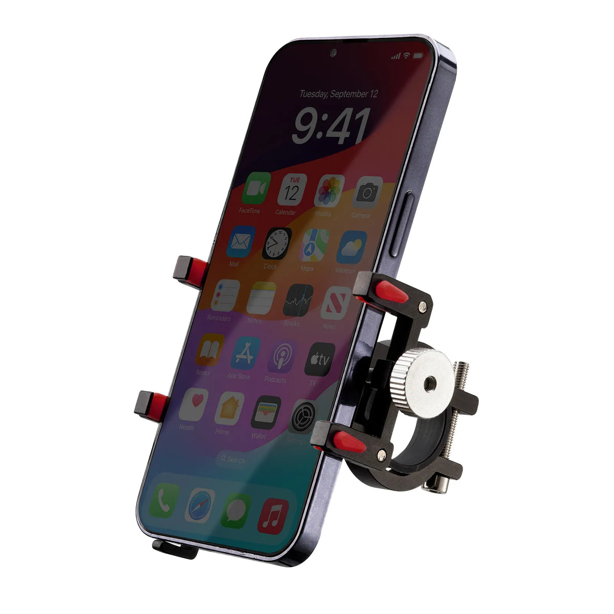 ROCKBROS adjustable aluminum bike handlebar phone holder.
#colour_Red