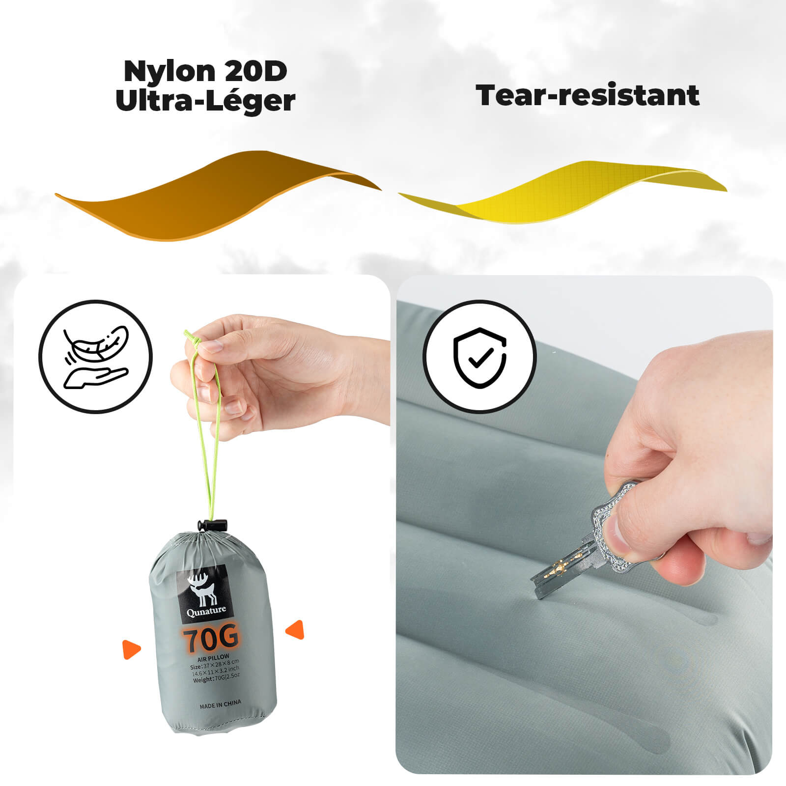 rockbros portable camping pillow for outdoor adventures
#color_sage grey