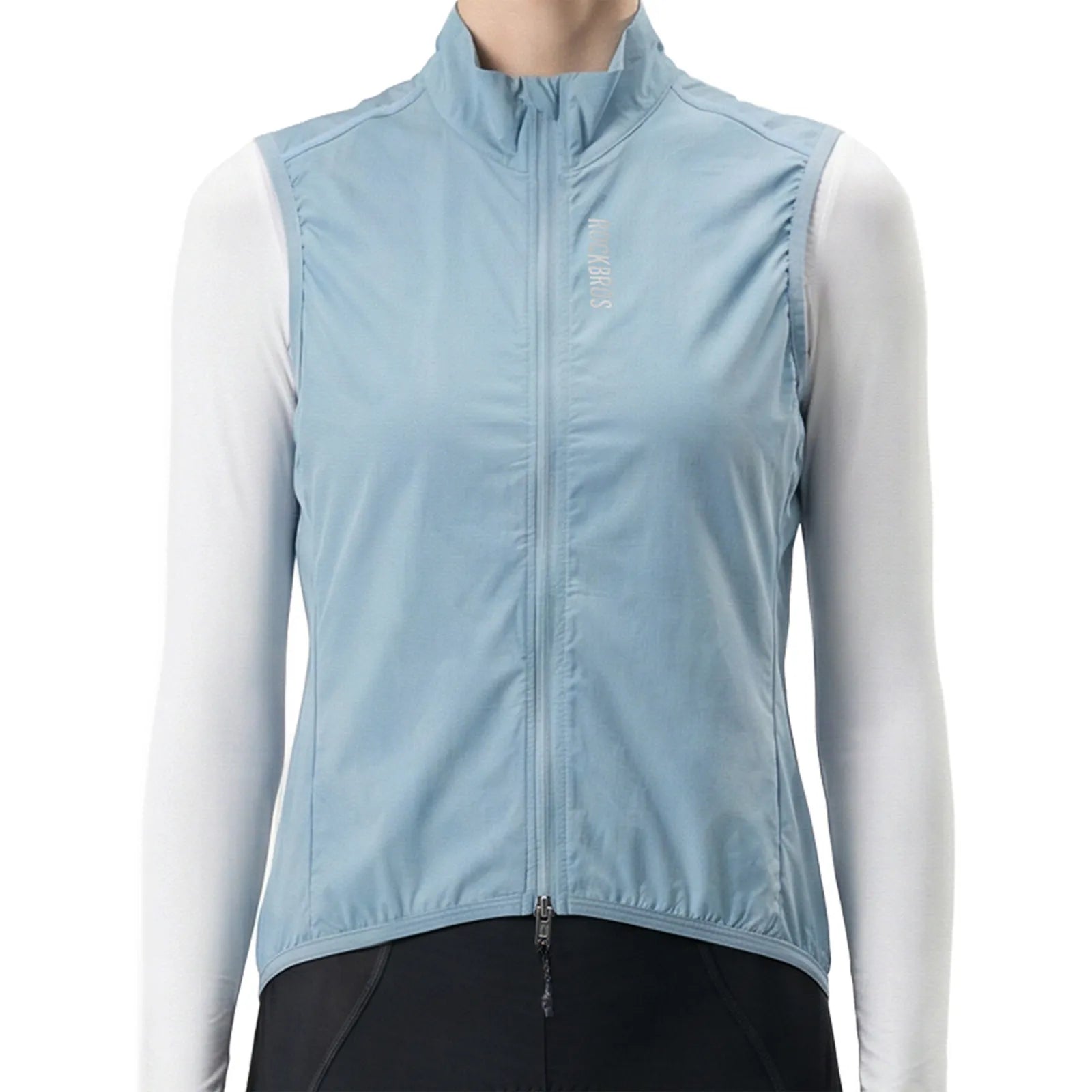 Rockbros AeroLite windproof cycling vest in black, unisex breathable sleeveless bike gilet front view.
#color_sky blue