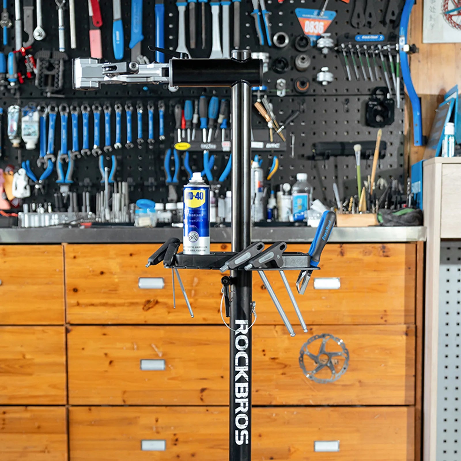 ROCKBROS 360° Rotatable Bike Repair Stand with Tool Tray Options Fixed Base Plate
#options_Single Clamp (Without Base)
