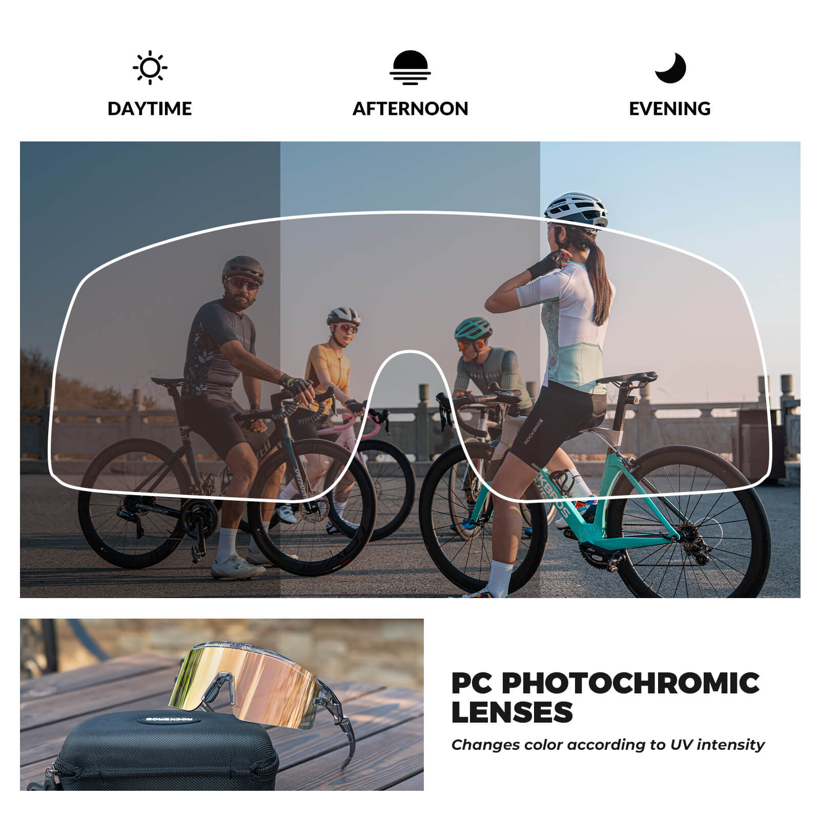 rockbros photochromic cycling glasses unisex outdoor sports
#color_Black (Anti-Fog + Photochromic)