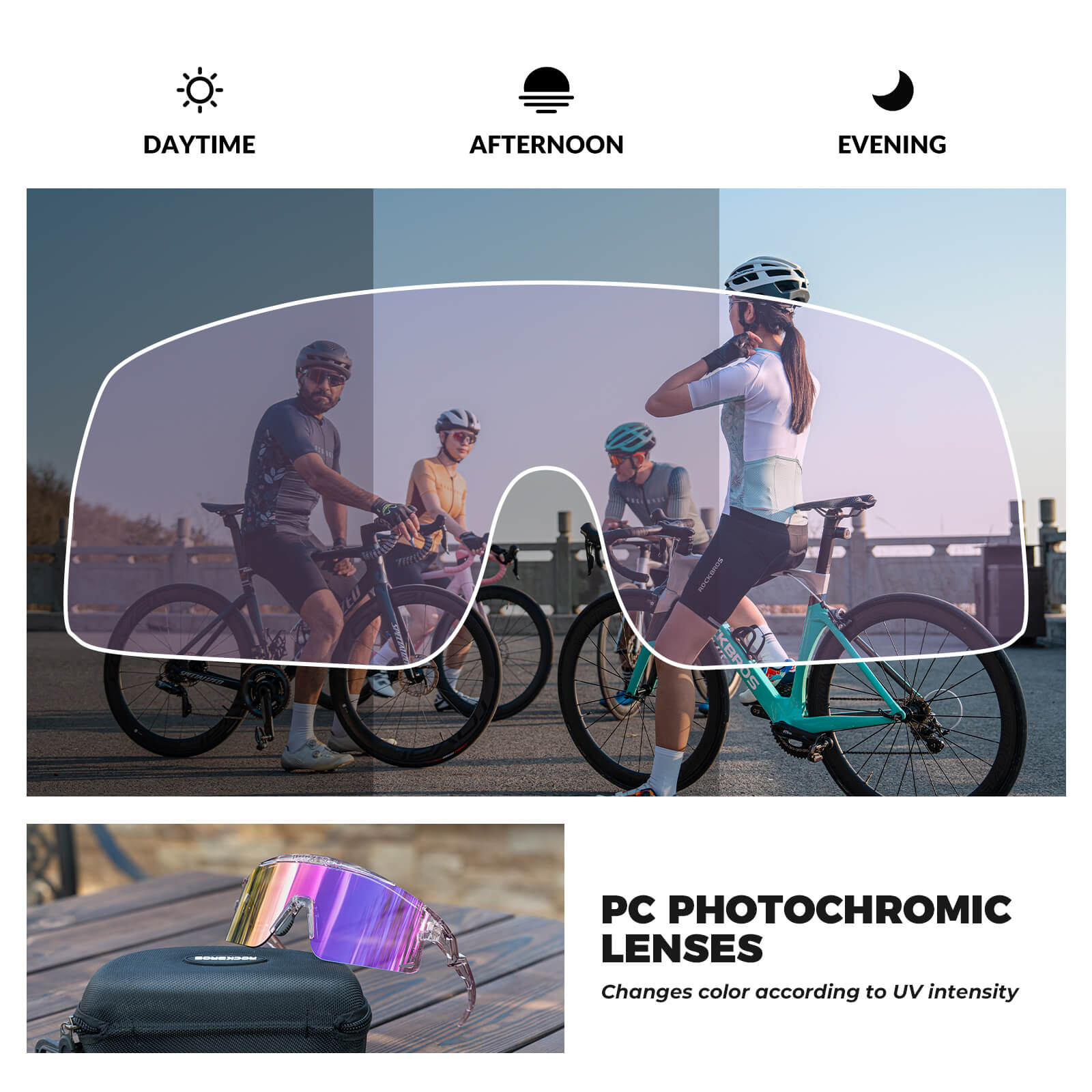 rockbros photochromic cycling glasses unisex outdoor sports
#color_Purple (Photochromic Only)