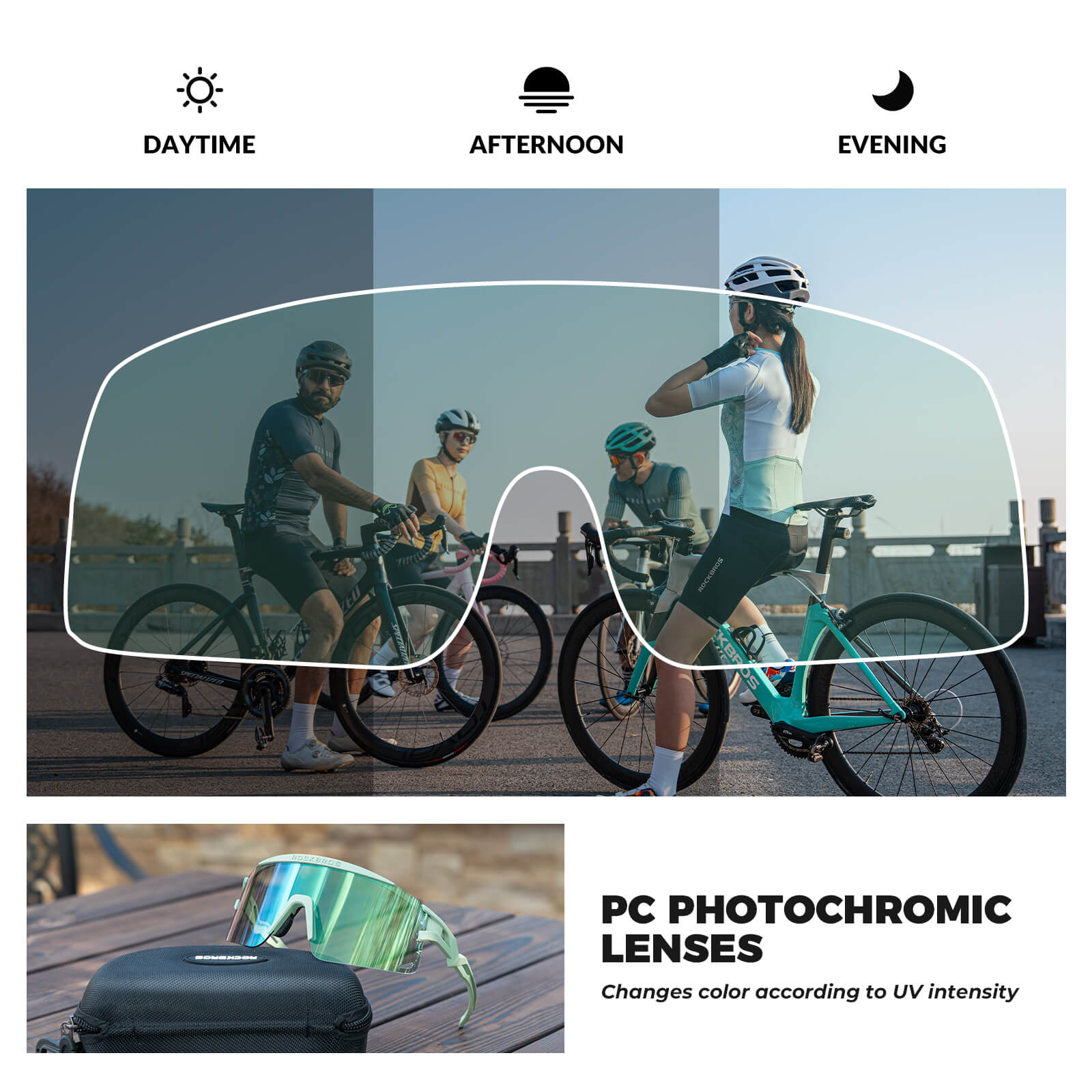 rockbros photochromic cycling glasses unisex outdoor sports
#color_Green (Photochromic Only)