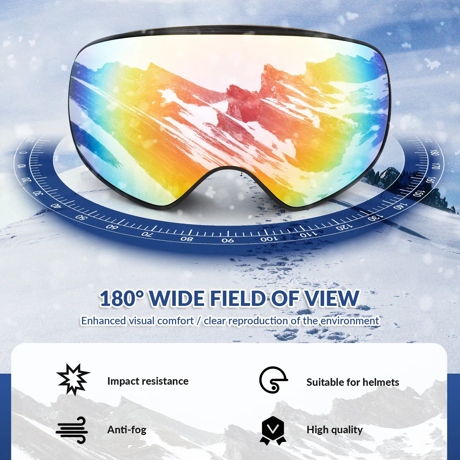 Rockbros family edition anti-fog ski goggles with double lens for adults and kids.
#color_black