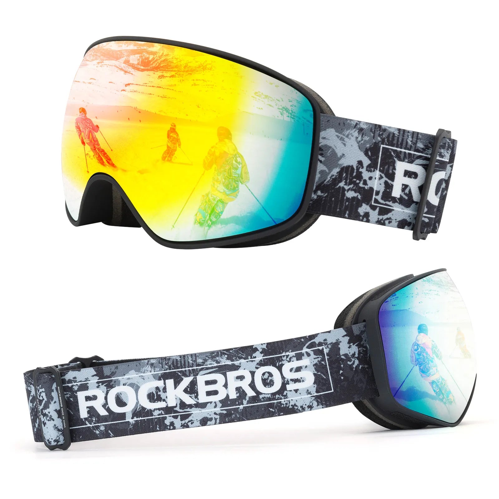 Rockbros family edition anti-fog ski goggles with double lens for adults and kids.
#color_black