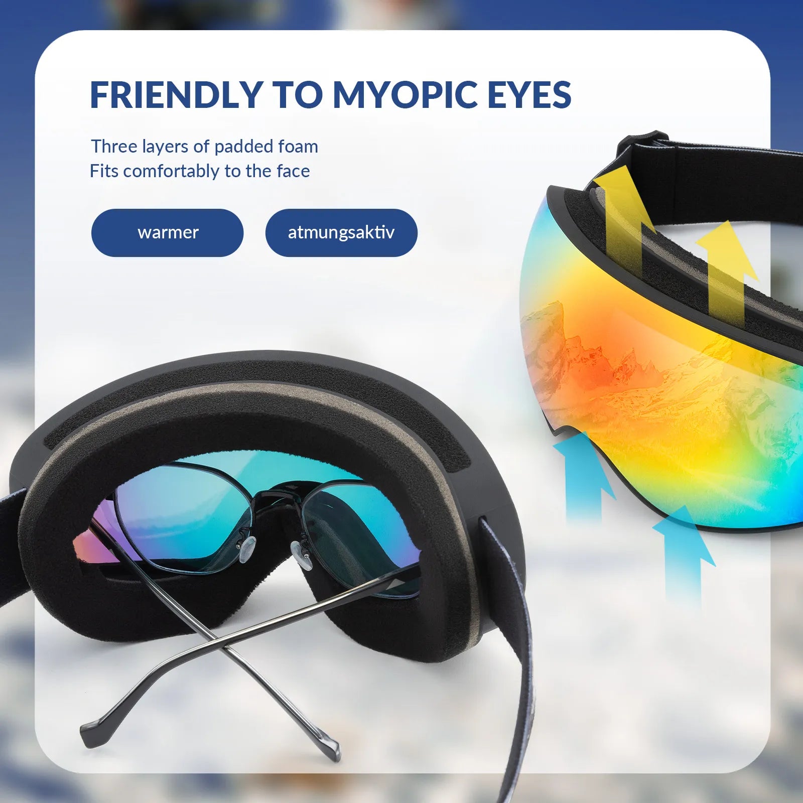 Rockbros family edition anti-fog ski goggles with double lens for adults and kids.
#color_pink