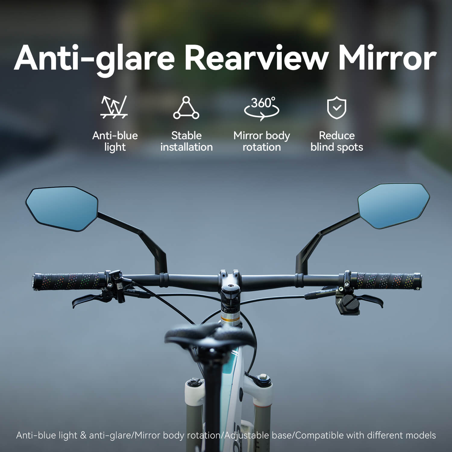 ROCKBROS anti-glare bike mirror for safer cycling visibility.
#option_right