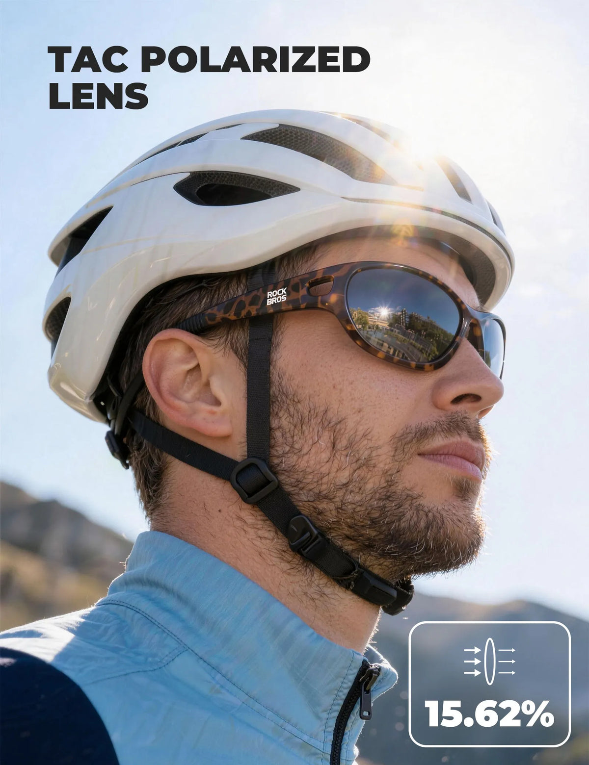 Rockbros Apex Series black polarised sunglasses with REVO mirror lenses.
#colour_brown