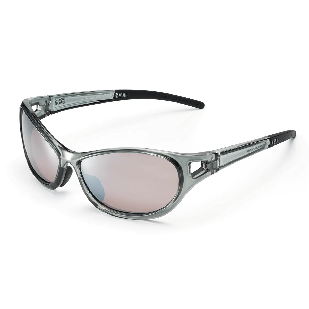 Rockbros Apex Series black polarised sunglasses with REVO mirror lenses.
#colour_silver