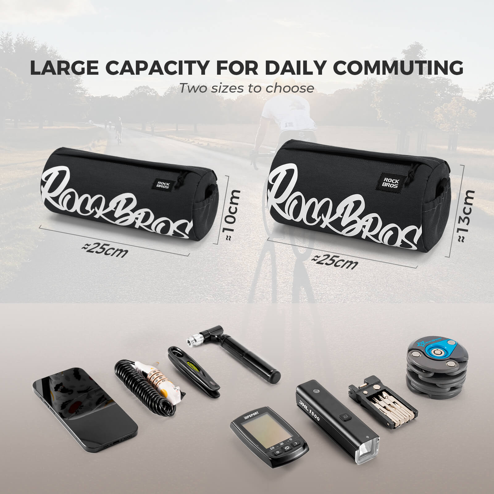 rockbros flash painting handlebar roll bag for cycling
#color_blue