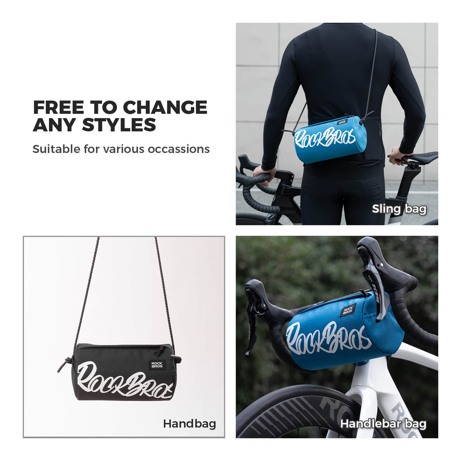 rockbros flash painting handlebar roll bag for cycling
#color_blue