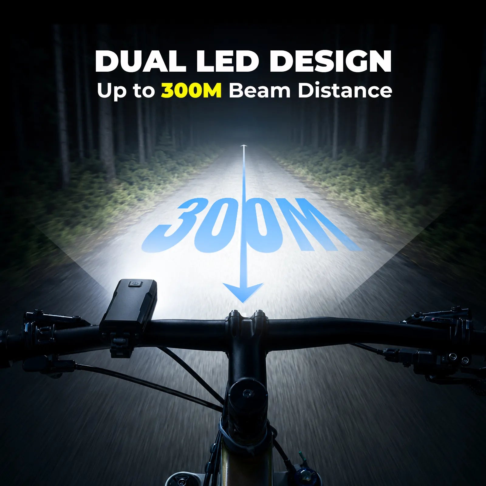 ROCKBROS BC29 850LM bike front headlight with 10000mAh power bank, USB-C rechargeable, IPX6 waterproof cycling light for road and MTB riding