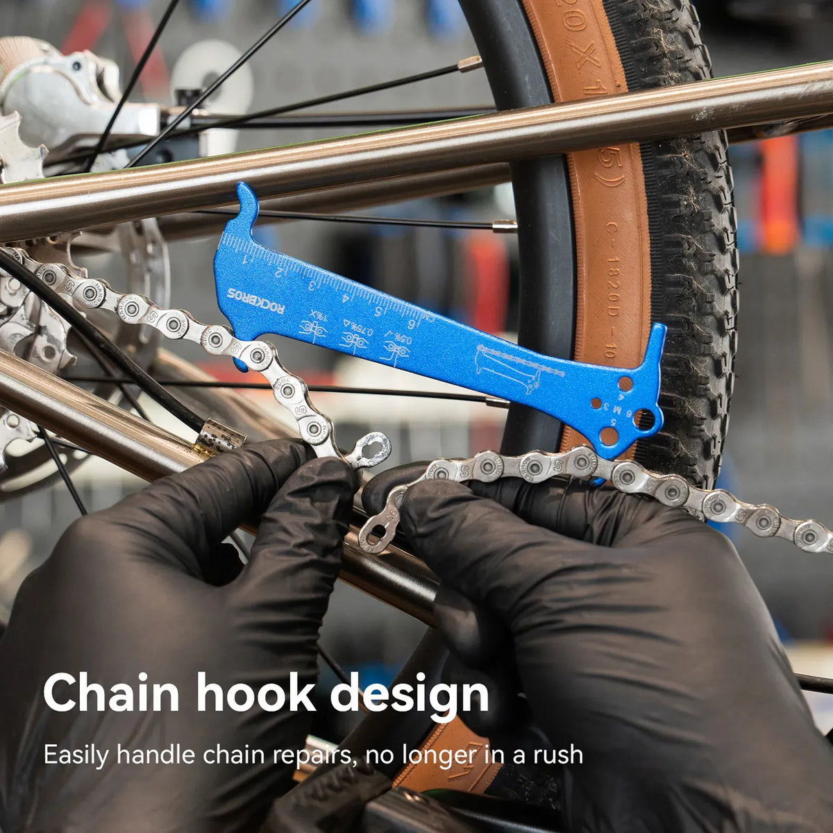 ROCKBROS bicycle chain wear checker tool for road and MTB bikes