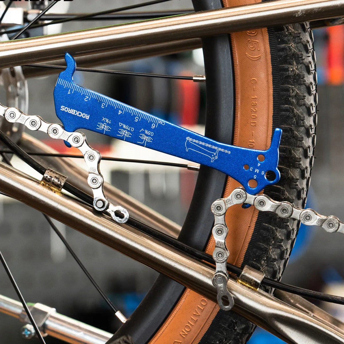 ROCKBROS bicycle chain wear checker tool for road and MTB bikes