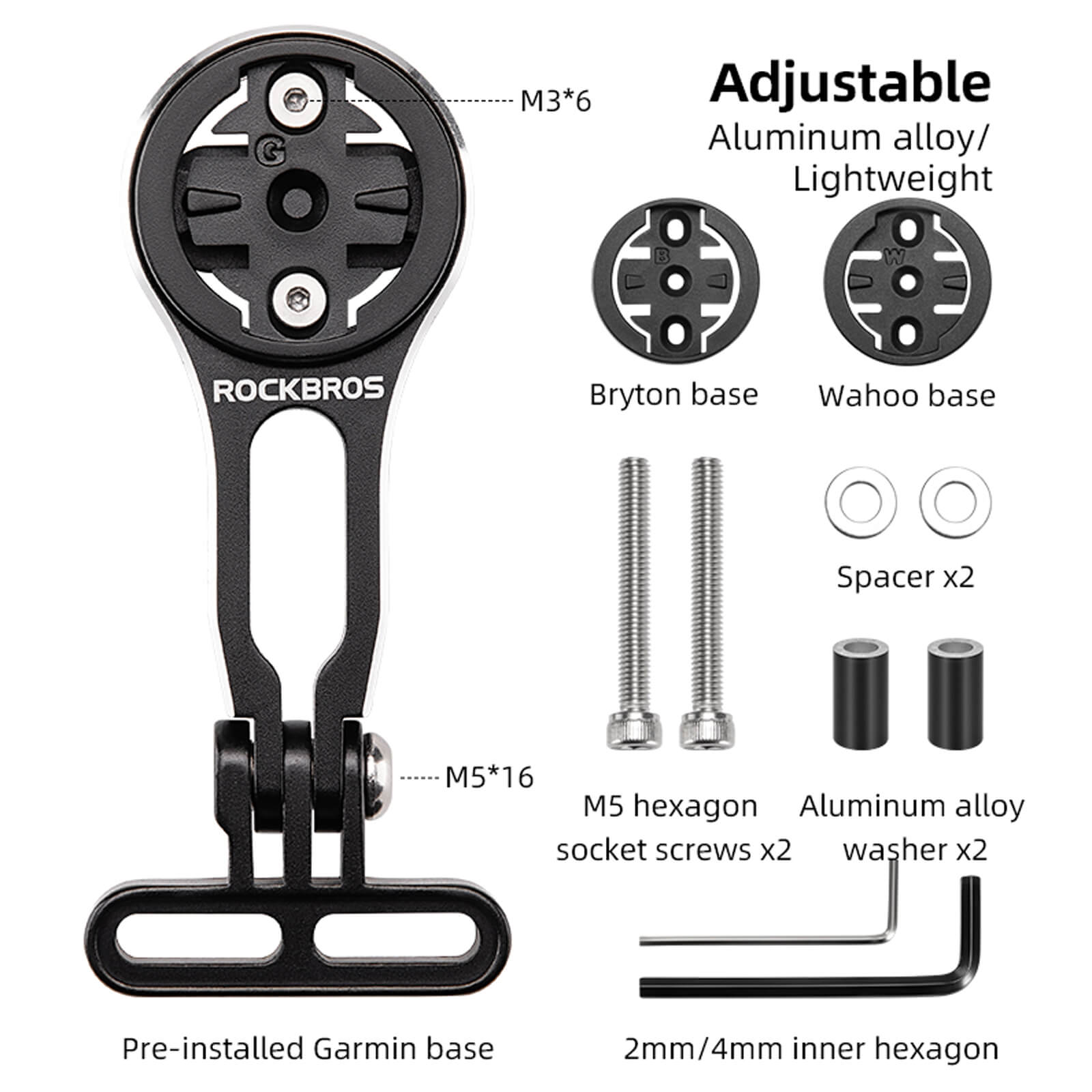 rockbros integrated bike mount for lights and action camera recording.
