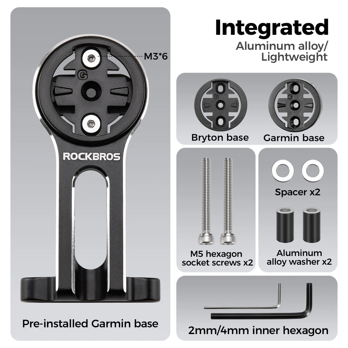 rockbros integrated bike mount for lights and action camera recording.
#option_Standard Mount