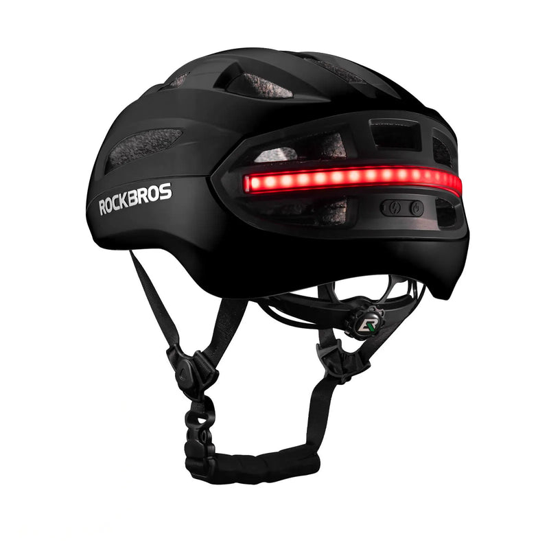 ROCKBROS smart bike helmet with integrated front and rear LED safety lights