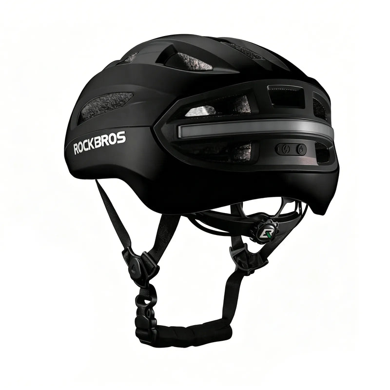ROCKBROS smart bike helmet with integrated front and rear LED safety lights