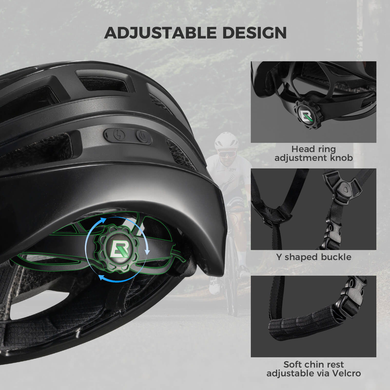 rockbros dual-light smart cycling helmet with remote control for safe night rides
#color_black