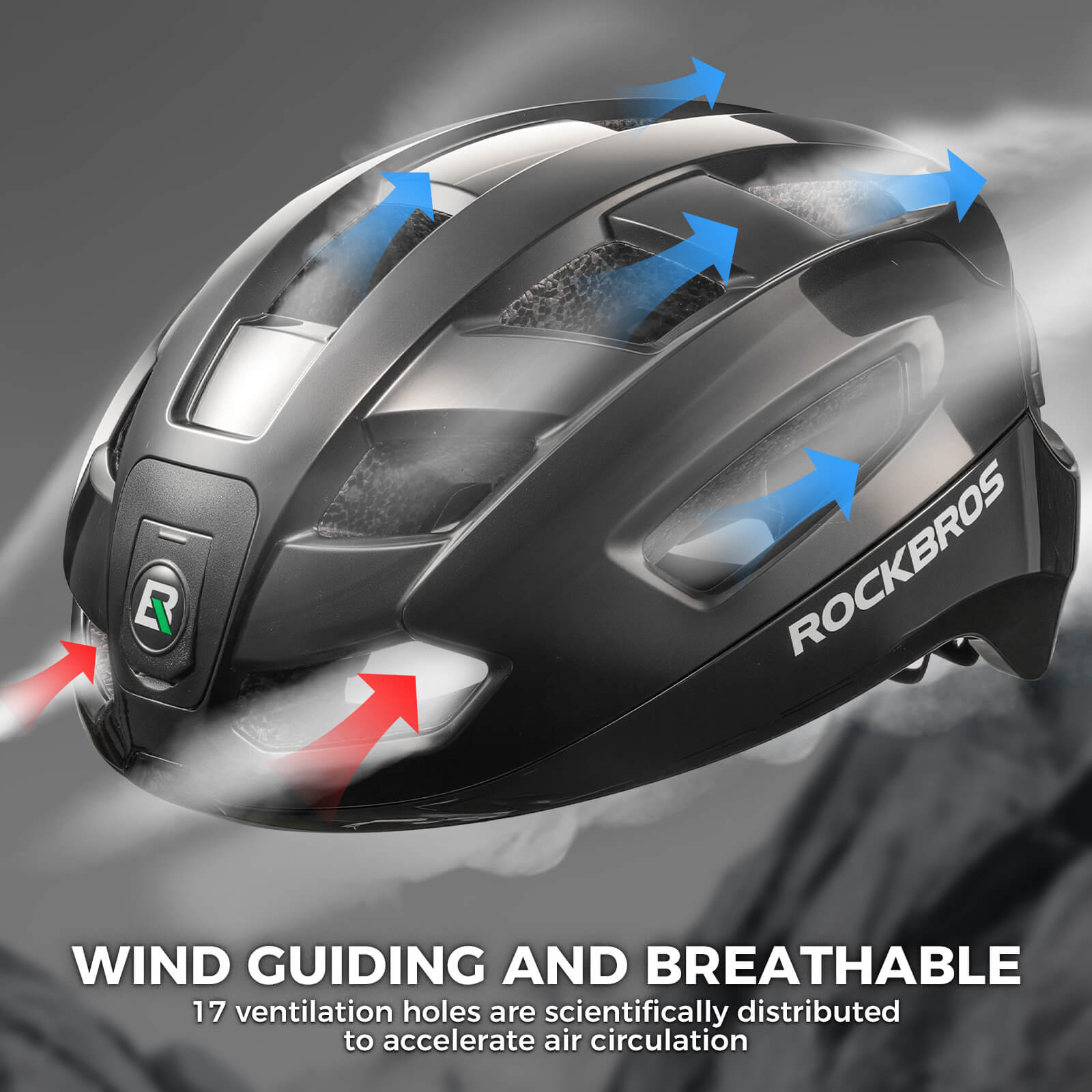 rockbros dual-light smart cycling helmet with remote control for safe night rides
#color_blue